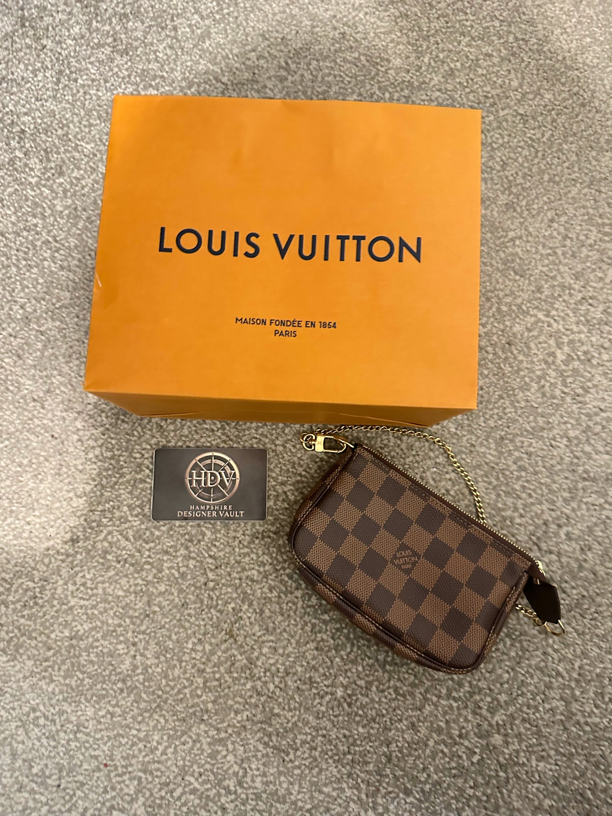 LOUIS VUITTON MINI POCHETTE BAG - DAMIER EBENE CANVAS